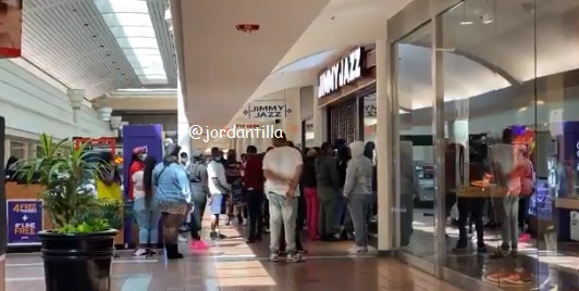 Massive Crowd Gathers at Greenbriar Atlanta Mall To Buy Air Jordan 5 Sneakers that Sold Out Online