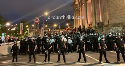 NYPD Cops in Standoff with George Floyd Protesters on Manhattan Bridge after City Curfew Ended