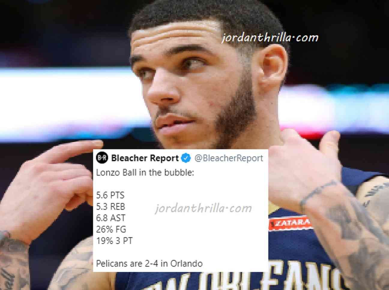 Lonzo Ball Responds To Bleacher Report Dissing Him By Posting his Orlando Bubble Stats