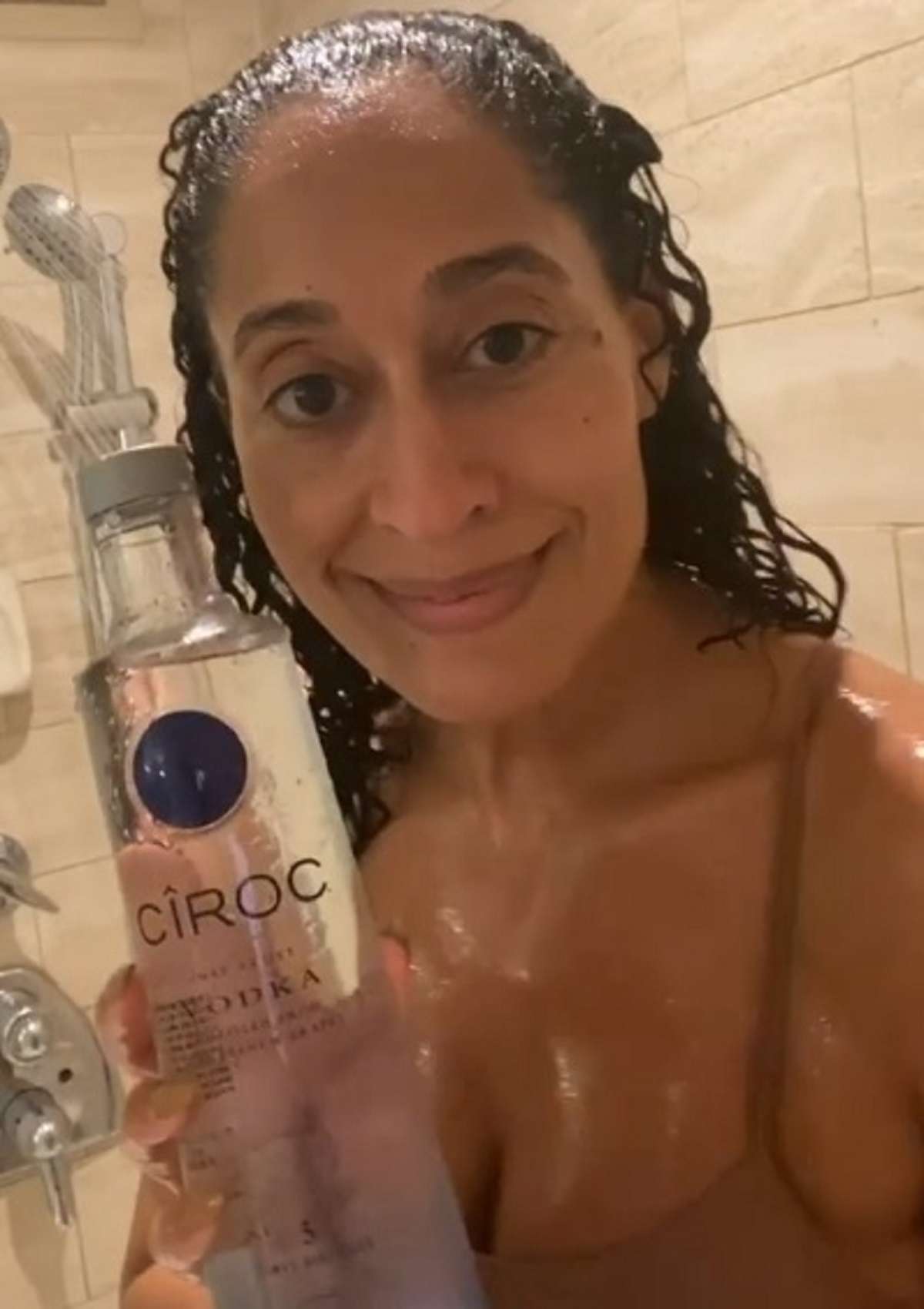 Tracee Ellis Ross Responds To P Diddy By Taking a Shower with a Bottle Of Ciroc