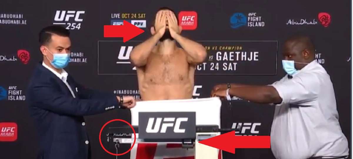 Khabib Nurmagomedov Exposed for CHEATING the Scale at Weigh Ins For UFC 254 fueling a Cheating Scale Khabib Conspiracy Theory