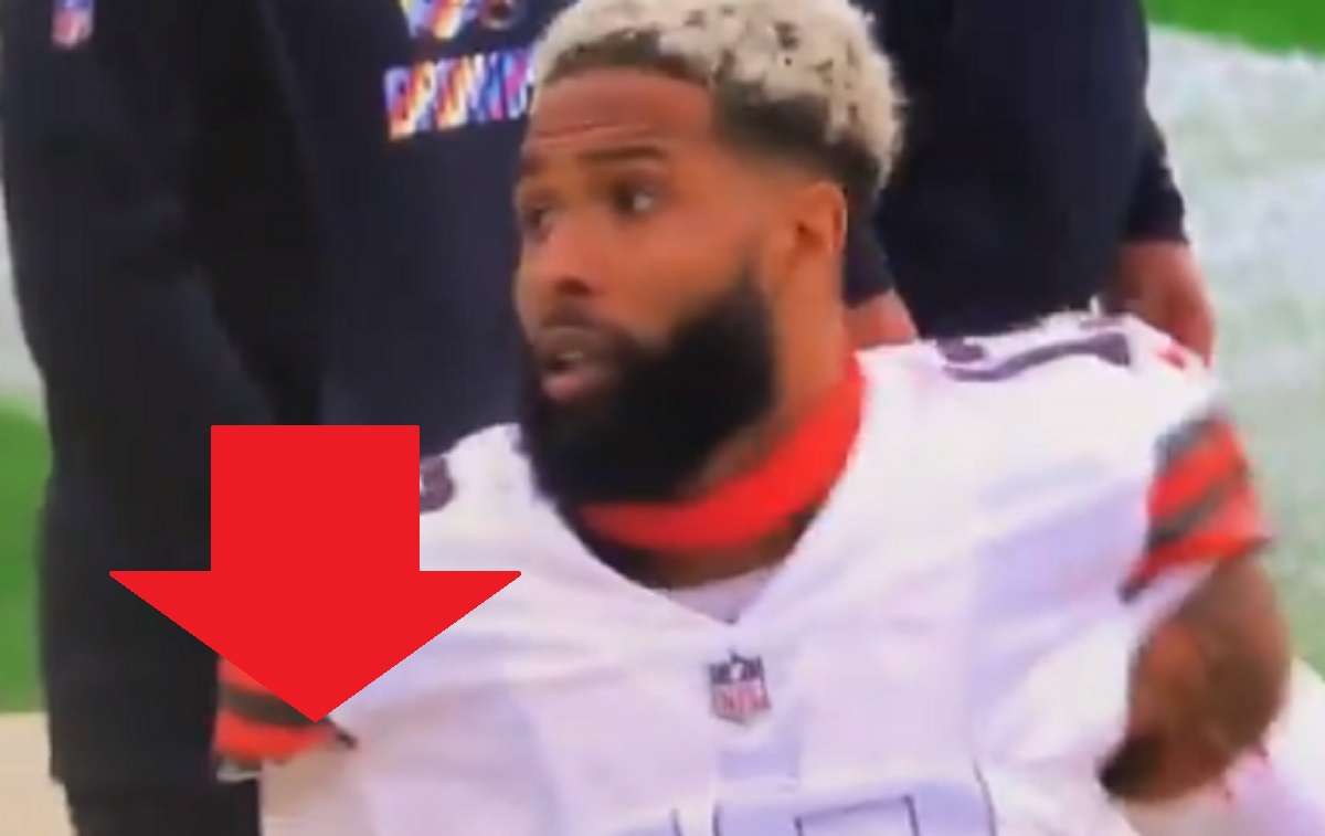 Odell Beckham Jr Taking his Shoes Off During Steelers Game and Talking Trash to Browns Fans Goes Viral