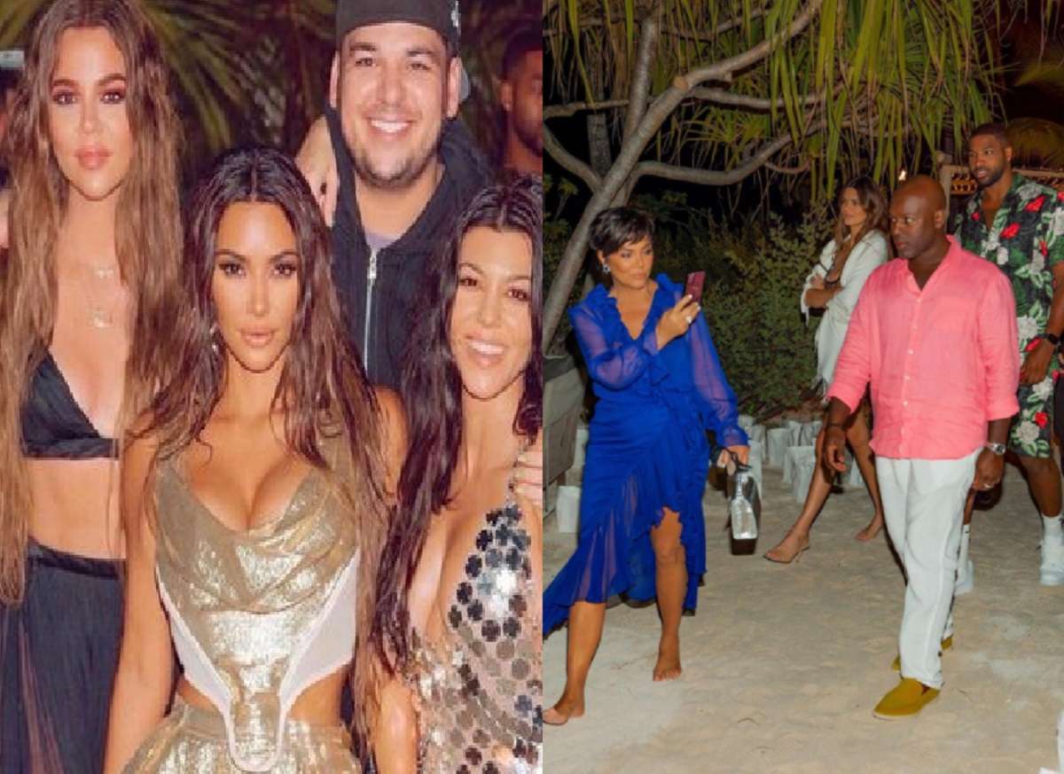 Celebrities on Twitter Meme Kim Kardashian After She Posts "After Two Weeks of Multiple Health Screens" Private Island 40th Birthday Party Photo