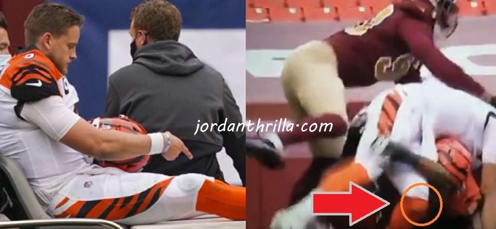 Slow Motion Footage Of Joe Burrow Knee Injury Showing His Knee Popping Out And Popping Back In Goes Viral Jordanthrilla