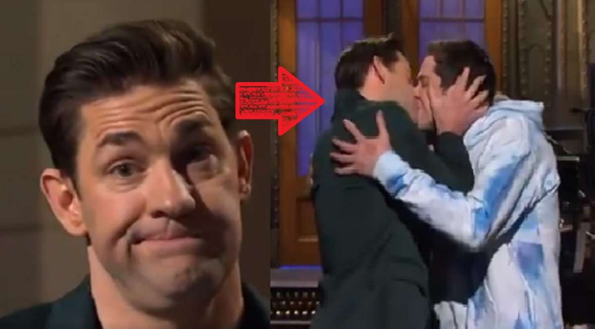 Is John Krasinski Gay? John Krasinski French Kisses Pete Davidson on SNL to Recreate Jim and Pam Kissing on The Office