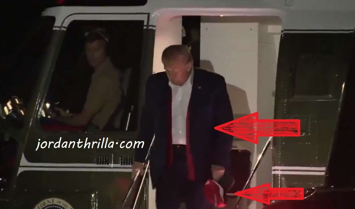 No MAGA Hat and No Tie On Donald Trump Crying As Steps Off US Marine One Helicopter in Last Video As President