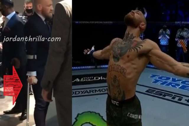 Video of Conor McGregor with Paralyzed Leg on Crutches After Losing to ...