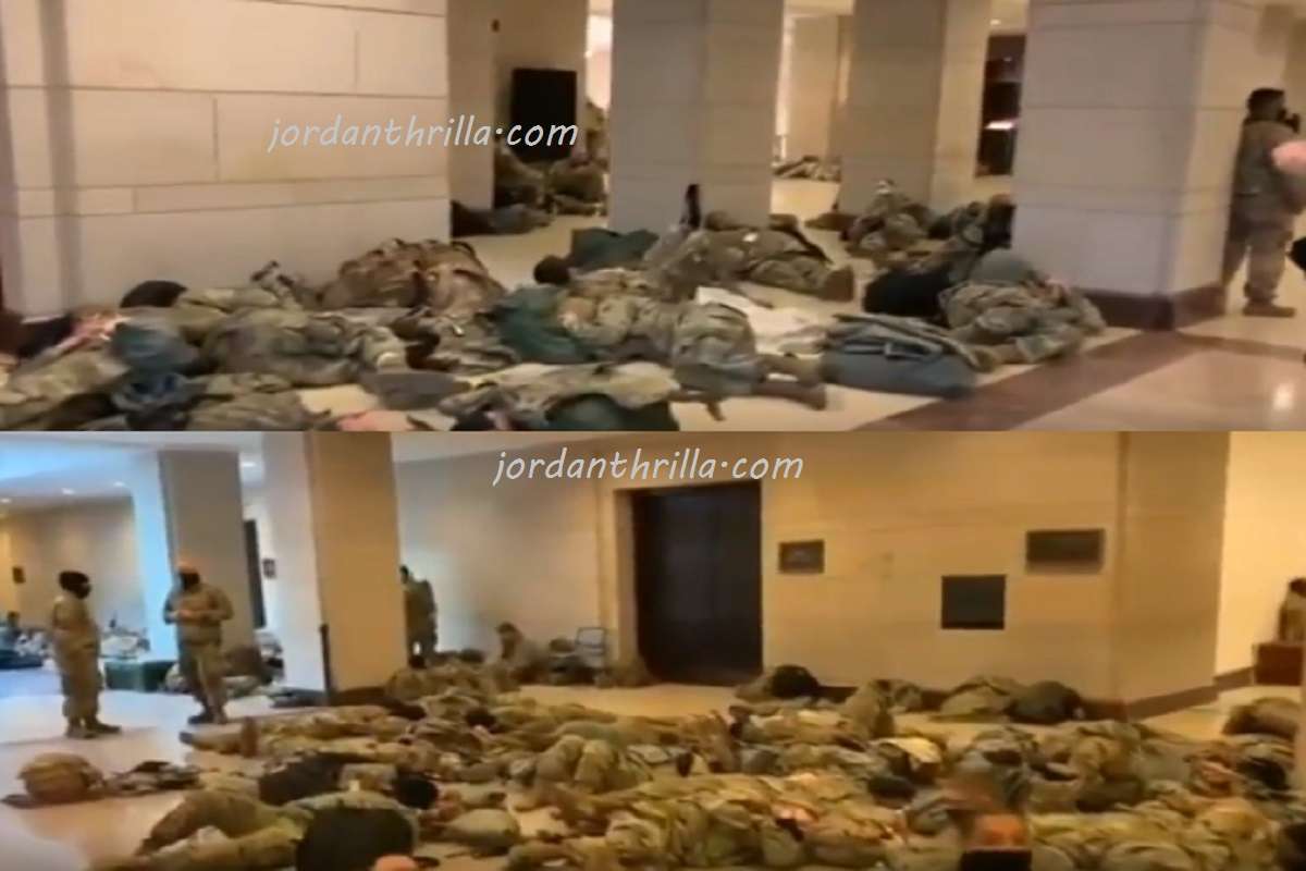 Video Footage US National Guard Soldiers Sleeping on Capitol Building Floor to Protect It 24/7 Goes Viral