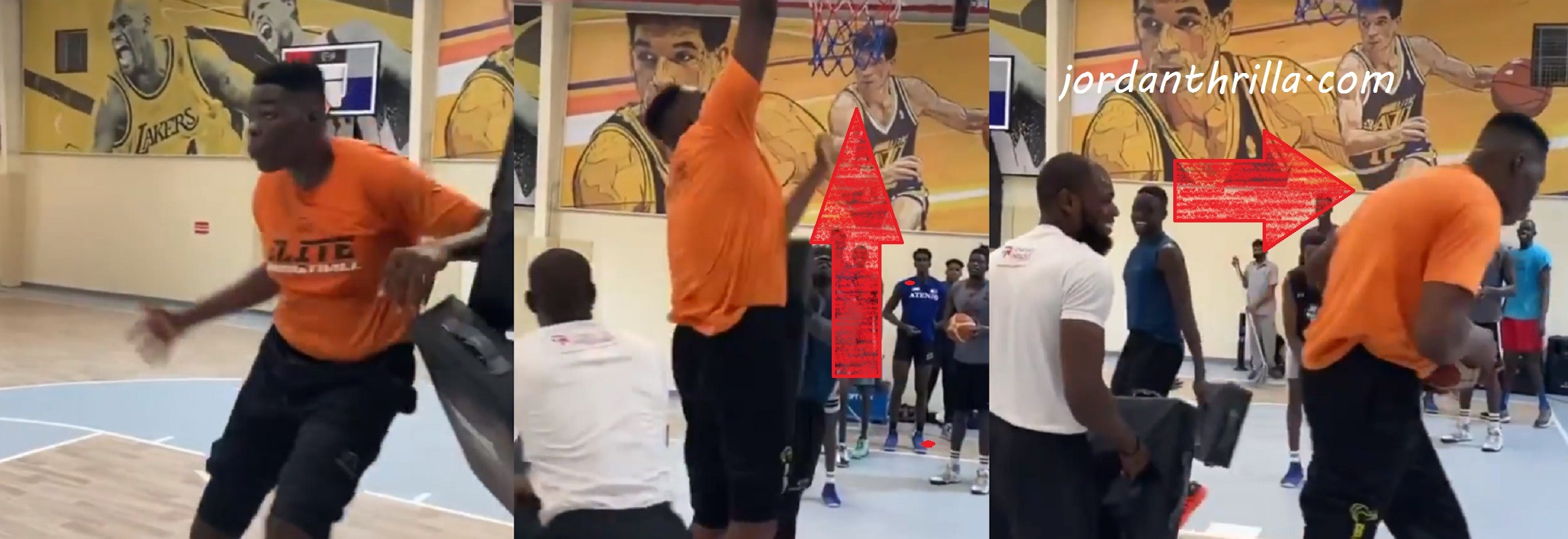7'9" NBA prospect Abiodun Adegoke From Nigeria dunking 