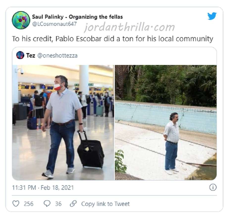Ted Cruz's Pablo Escobar outfit in Airport Photos Returning from Cancun