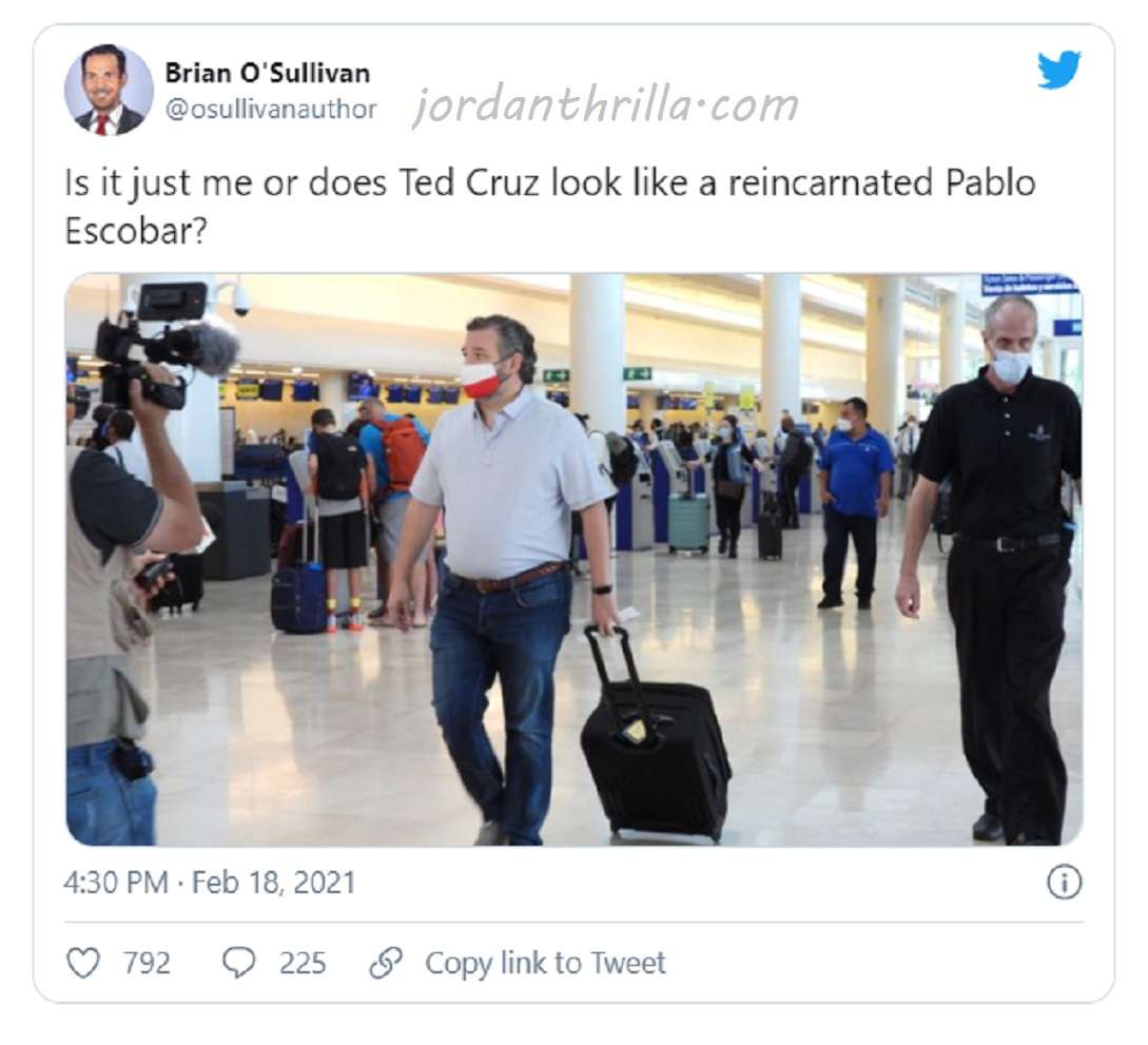 Ted Cruz's Pablo Escobar look alike Fit in Airport Photos Returning from Cancun