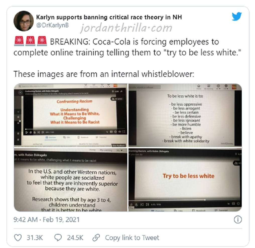 White People Are Angry at Coca-Cola Coke White Supremacy Courses Meant to Reduce Racism. Coca-Cola coke accused of promoting anti-white propaganda