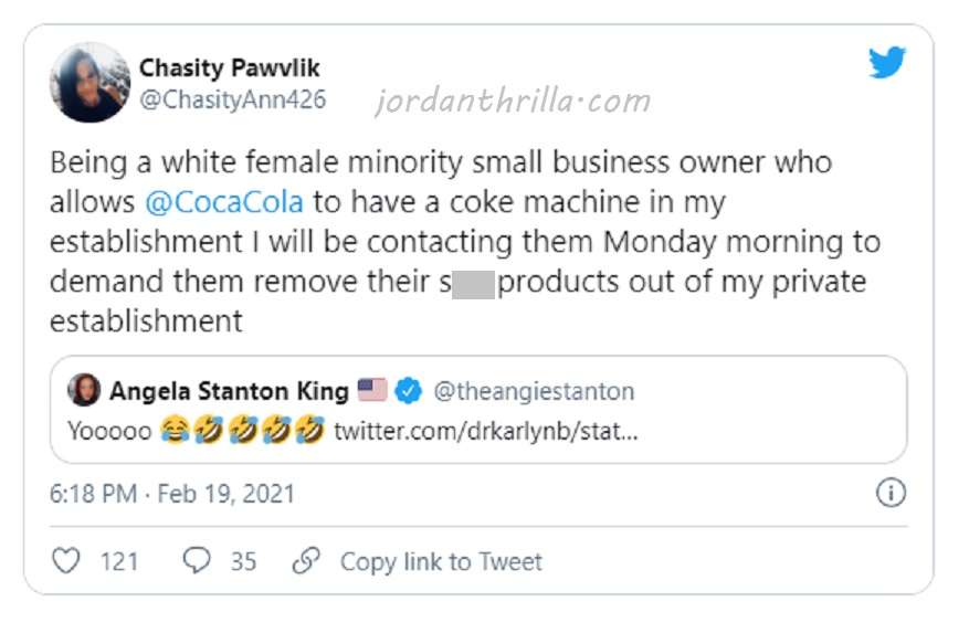 White Business owner saying they will remove Coke machines from their building due to Coca-Cola white supremacy courses meant to reduce racism. Business owner accusing Coca-Cola of anti-white propapaganda 