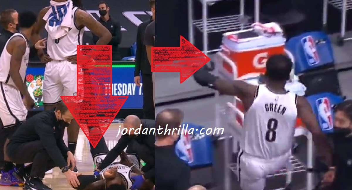 Jeff Green Kicking Gatorade Stand After Patrick Beverley sets Illegal Screen Almost Paralyzing Him.