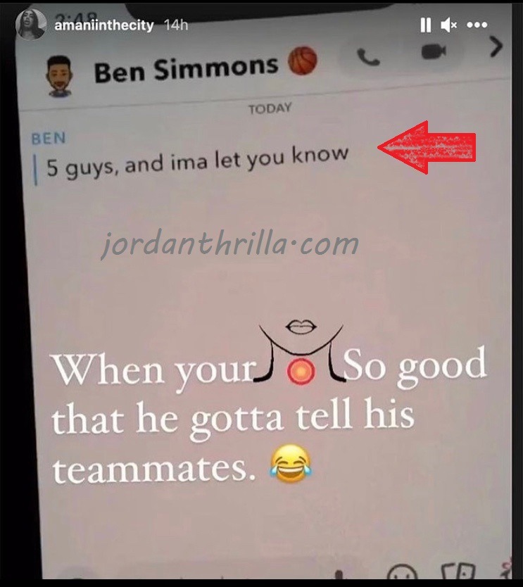 Ben Simmons gang bang text to transgender woman named Amani