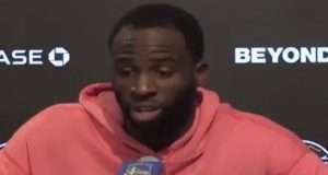 visual of Draymond Green speaking about Andre Drummond