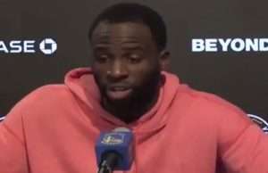 visual of Draymond Green speaking about Andre Drummond