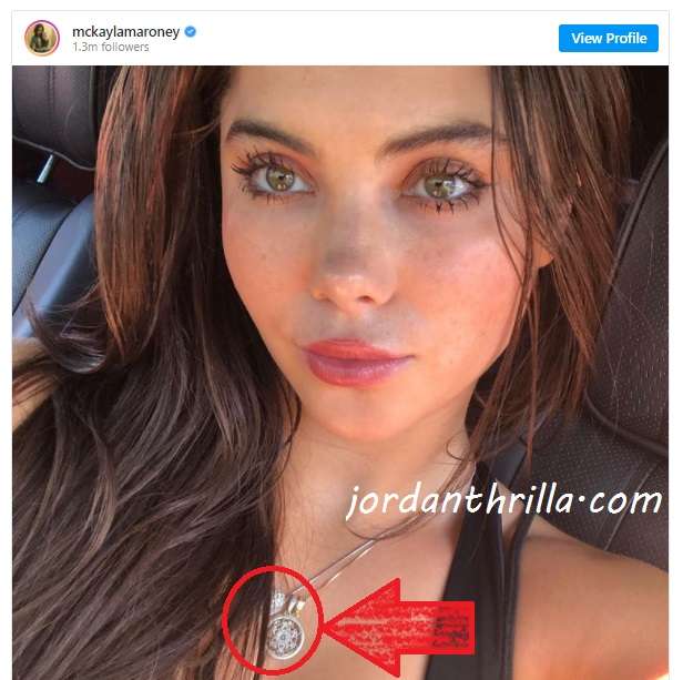 Olympian McKayla Maroney wearing a Cult Church pendant from Church of the Masters of Angels