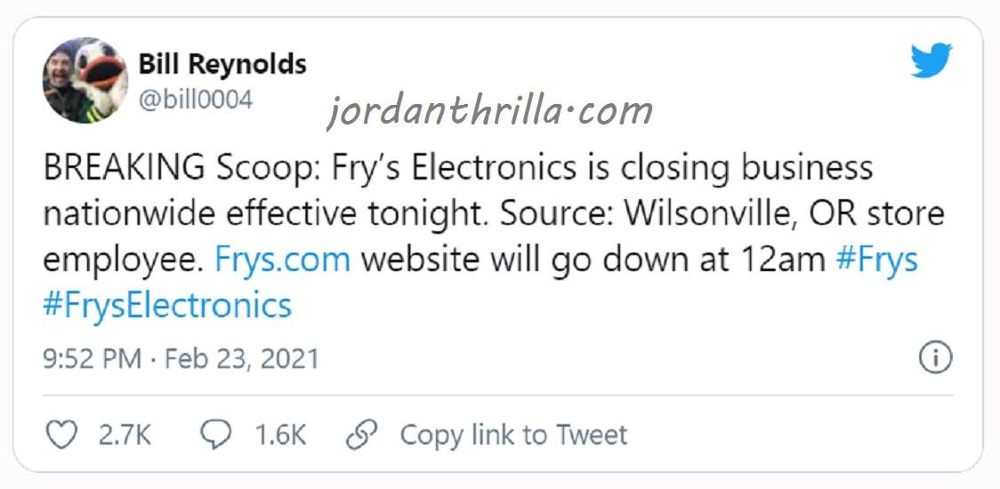 Fry's Electronics Employee from Wilsonville, OR store revealing Fry's Electronics Shutting Down Website and Businesses Nationwide