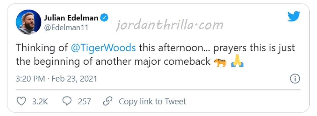 Julian Edelman Reacts to Tiger Woods Breaking Both Legs in Major Car Accident