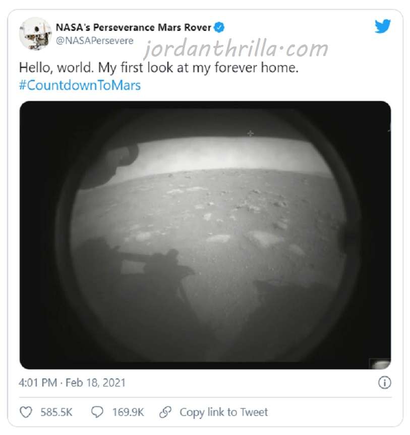 NASA's Perseverance Mars Rover's First Tweets From Jezero Crater of The Red Planet after landing on Mars