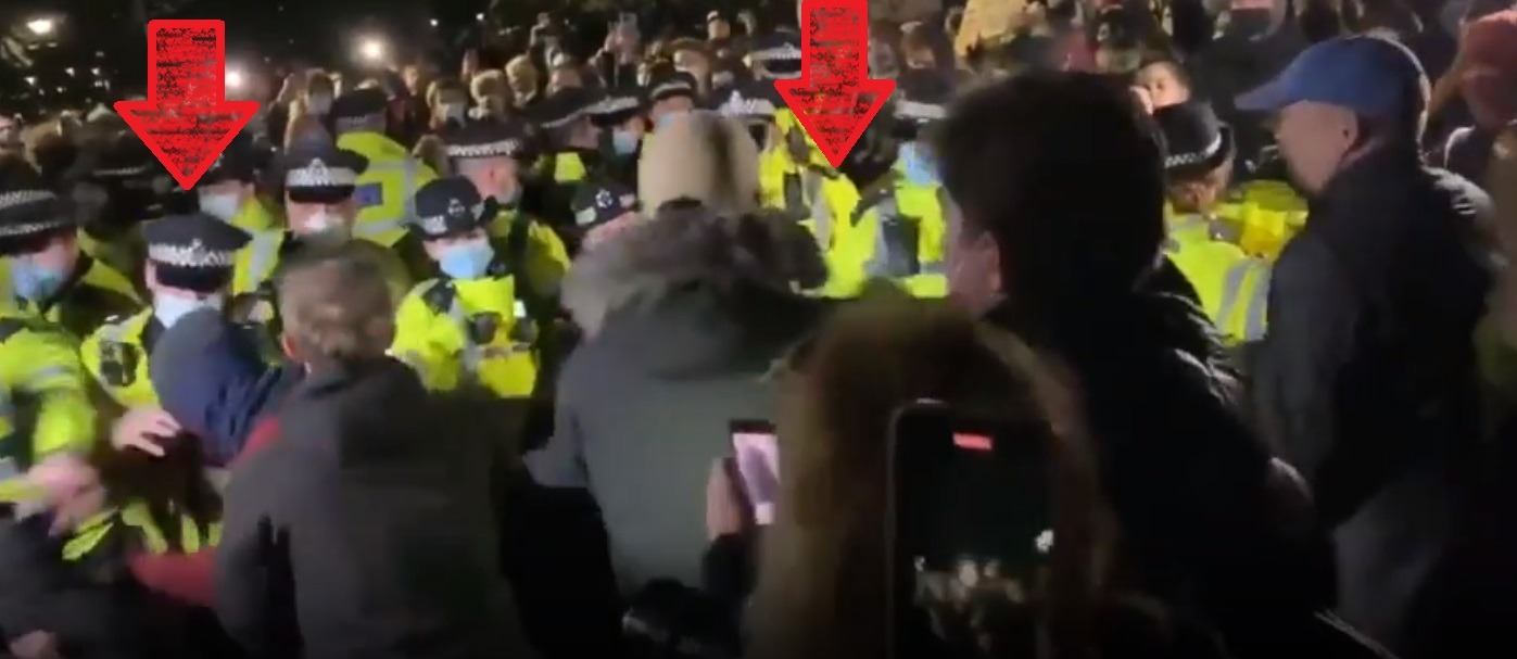 "Arrest Your Own" Chants Heard at Sarah Everad Memorial as Protesters Fight Police Officers at Clapham Common