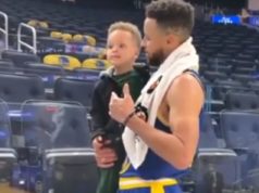 Stephen Curry Makes His Son Cannon Do His Point to Heaven Three Point Celebratio...
