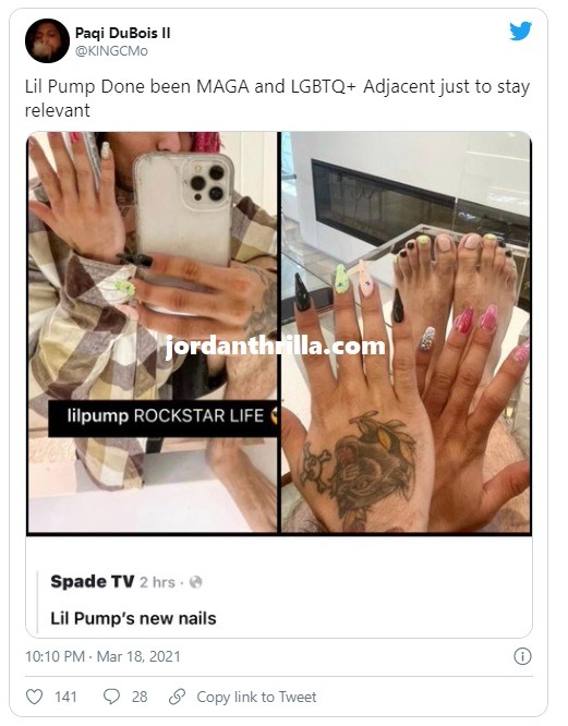 Reaction to Lil Pump Large Feet Go Viral After Lil Pump's Nails Painted Video. Reaction to Lil Pump Long Feet in pictures of his painted nails