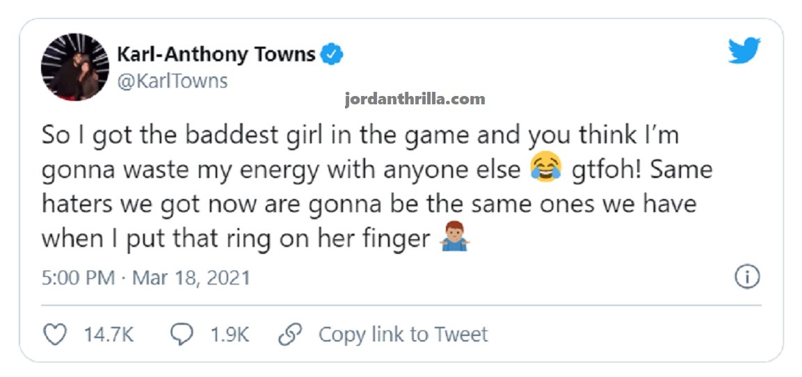 Karl Anthony Towns responds Jordyn Woods Cheating rumors. Karl Anthony Towns reveals he is getting married to Jordyn Woods