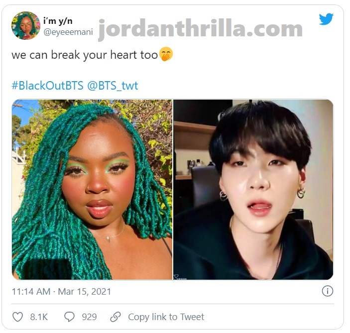 Hashtag #BlackoutBTS as Black BTS Fans Reveal themselves on Social Media. Blackout BTS reveals black female BTS fans