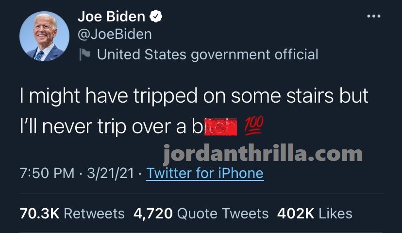 Fake Joe Biden Tweet Tricks People Into Thinking Joe Biden Responded to Tripping Over Steps of Air Force One