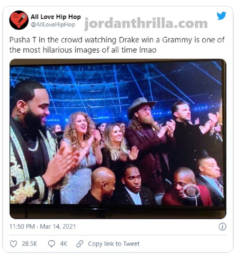 Here is the Truth Behind Alleged Picture of Pusha T Watching Drake Win a Grammy While Looking Angry