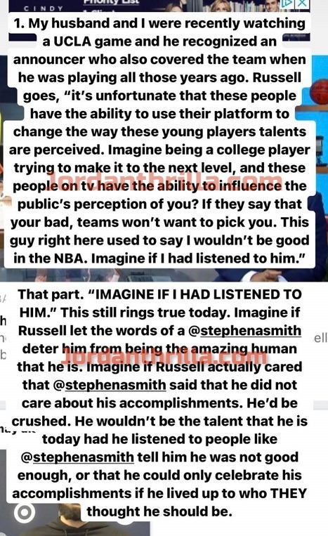 Russell Westbrook Wife Nina Earl Reacts To Stephen A Smith Disrespecting His Accomplishments