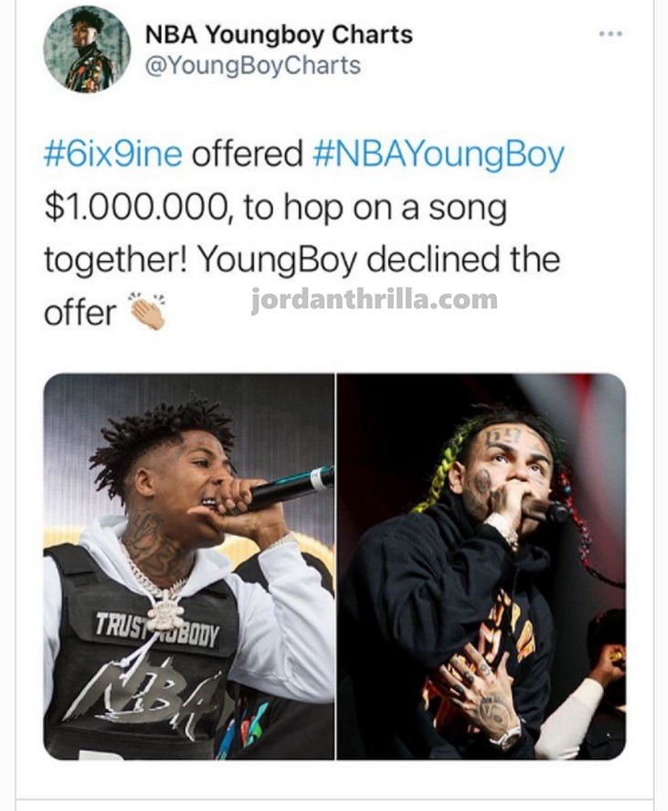 NBA Youngboy turning down $1 Million offer from Tekashi69