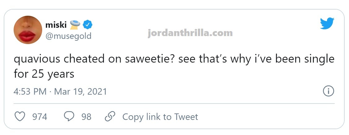'Quavious' Trends as Women React to Quavo Telling Saweetie The Reason He Cheated On Her In Disrespectful Way. Quavo Quavious tells Saweetie 'You are not the woman I Thought You Were'