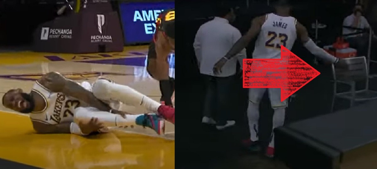 Lebron James Throws Chair While Leaving Court With Leg Injury .. This Is How Long Lebron Could Be Out. Lebron James hits chair.