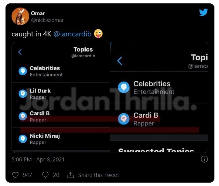Is Cardi B Stalking Nicki Minaj? People React to Cardi B Caught Following Nicki Minaj Topic On Twitter