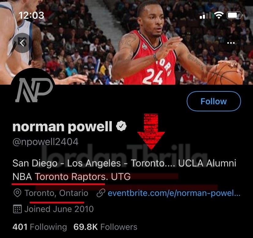 Norman Powell Hasn't Updated His Twitter Bio From Saying He Plays For Raptors