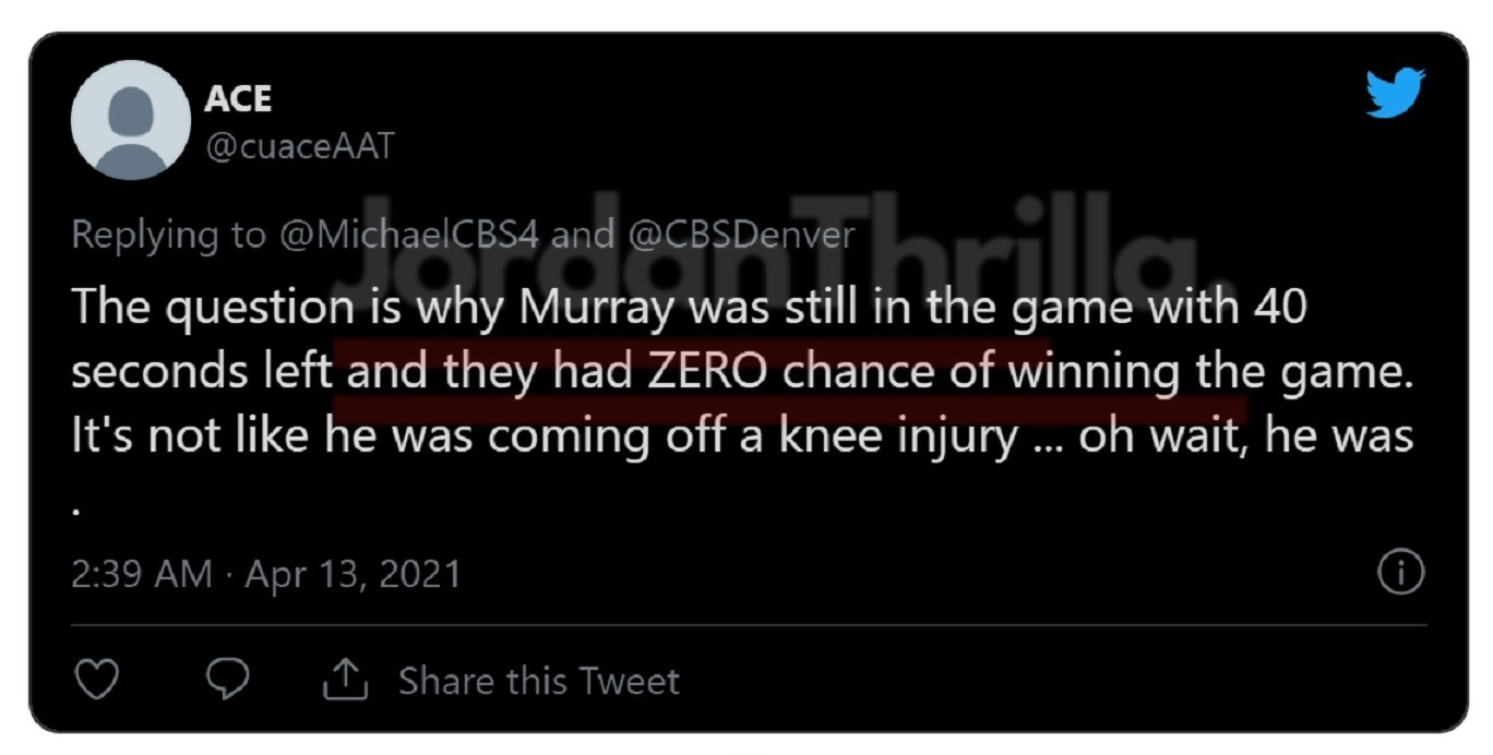 Reaction to Jamal Murray Knee Injury Might Be Similar to Samantha Cerio Knee Injury and Fans Are Mad Jamal Murray was Still in the Game
