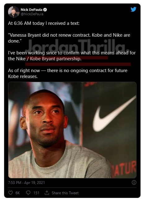 Did Vanessa Bryant Cancel Nike? New Report Alleges Kobe Bryant Nike Contract Done