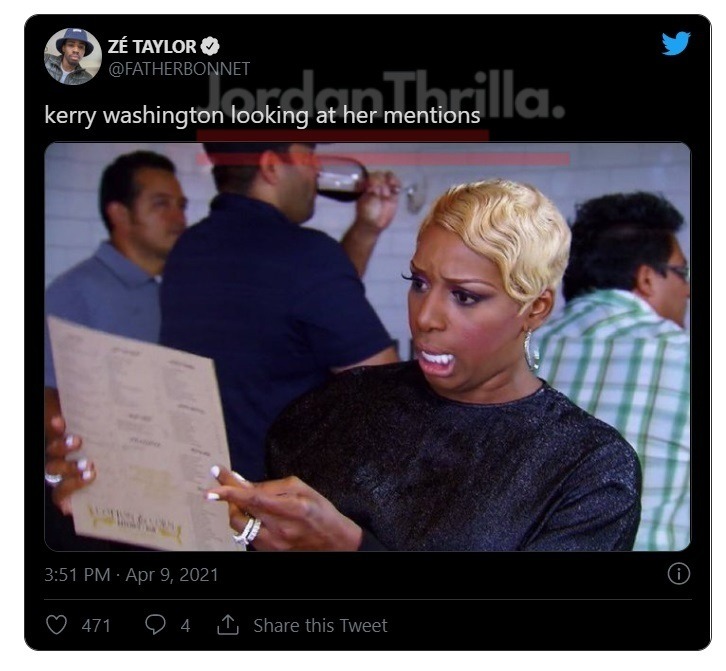 Social Media Destroys Kerry Washington Tweeting DMX and Prince Philip Are Both in Heaven Talking to Each Other. reactions to Kerry Washington's Tweet about Prince Philips and DMX's death