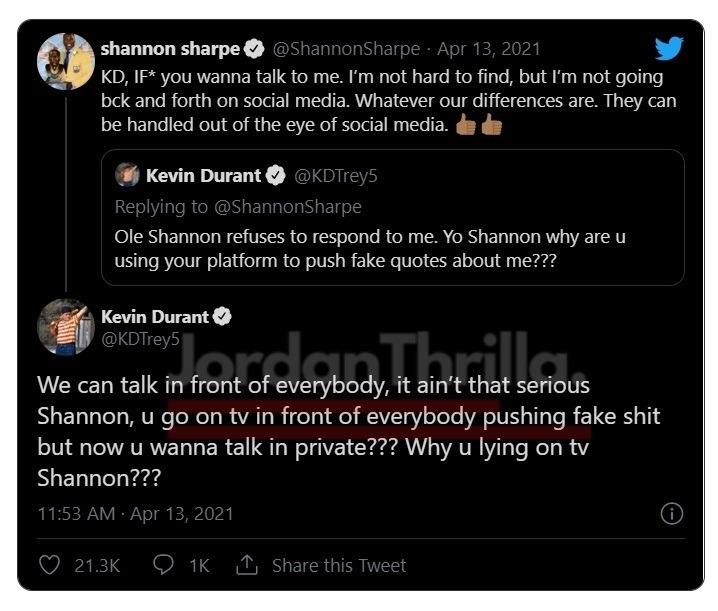 Shannon Sharpe Blocks Kevin Durant on Twitter After He Calls Him a "Drunk Uncle" Over Alleged Fake Lebron Quote