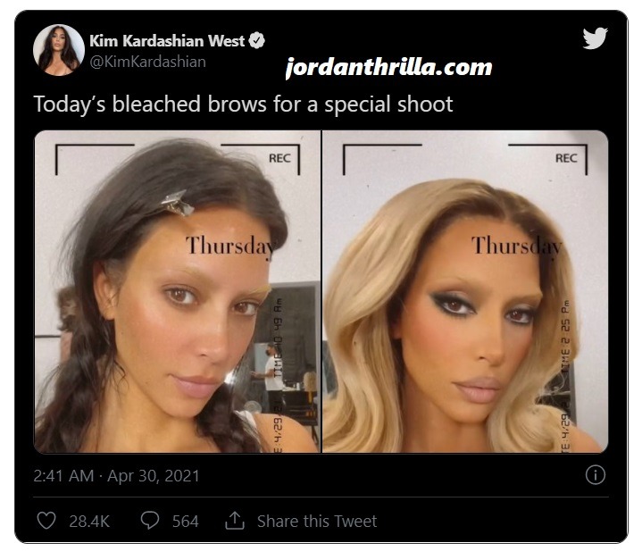Is Kim Kardashian Trolling Jeffree Star? Kim Kardashian Looking Like a Transgender Woman In Bleached Eye Brow Shoot Shocks People