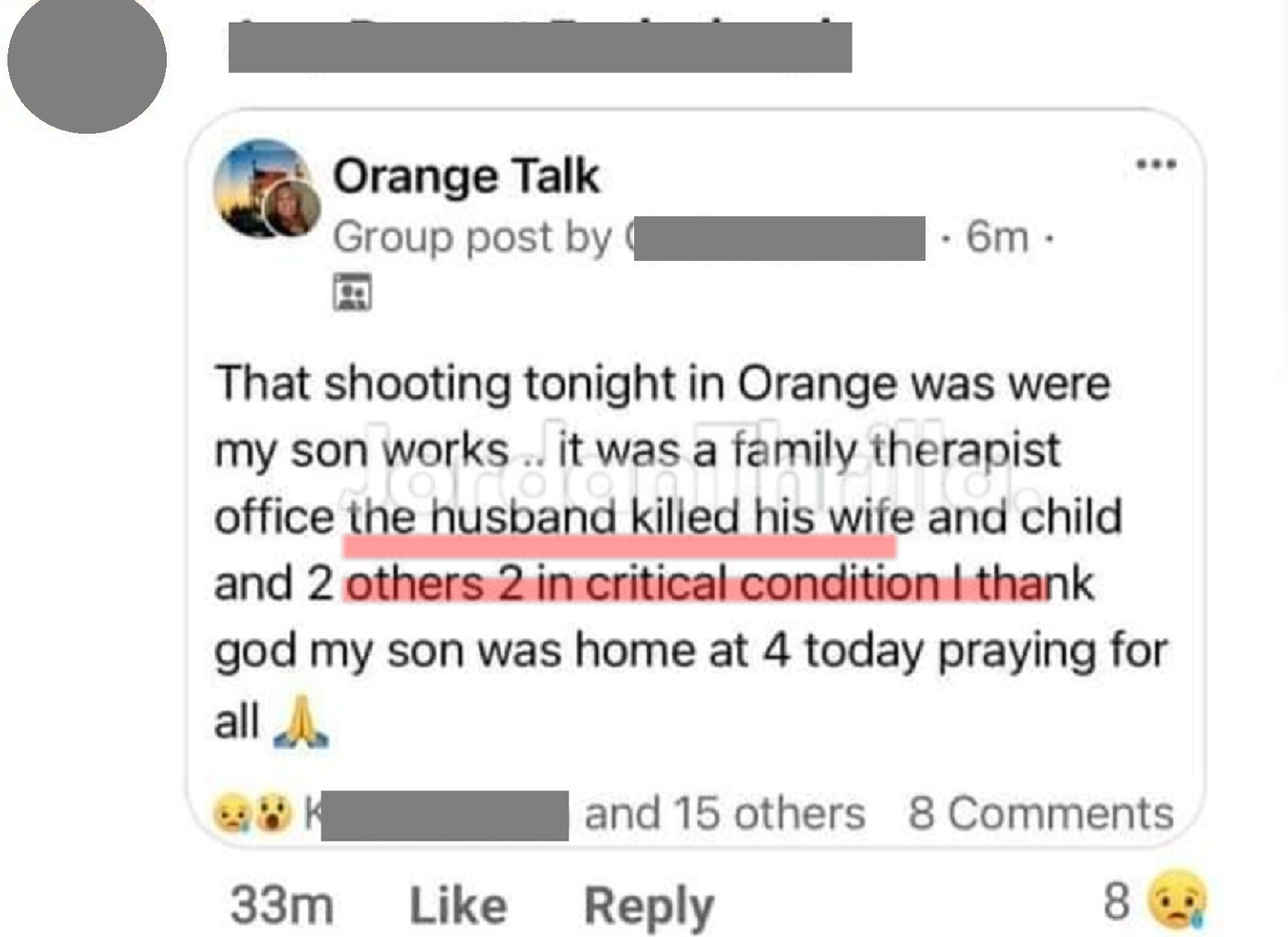 Video Aftermath of Orange California Mass Shooting Where a Husband Killed His Wife and Child at Family Therapist Office is Tragic