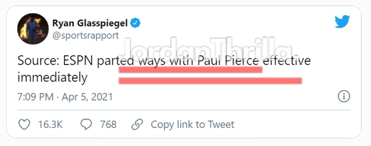 ESPN Fires Paul Pierce For IG Live Stripper Session and Smoking Marijuana Video. Paul Pierce fired by ESPN. Will Fox Sports Hire Paul Pierce?