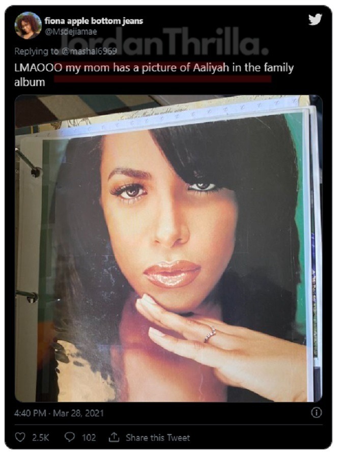 Why Does My Dad Have a Picture of Princess Diana In Our Family Album Tweet Starts Incredible Twitter Trend. My mom has a picture of Aaliyah in our family album