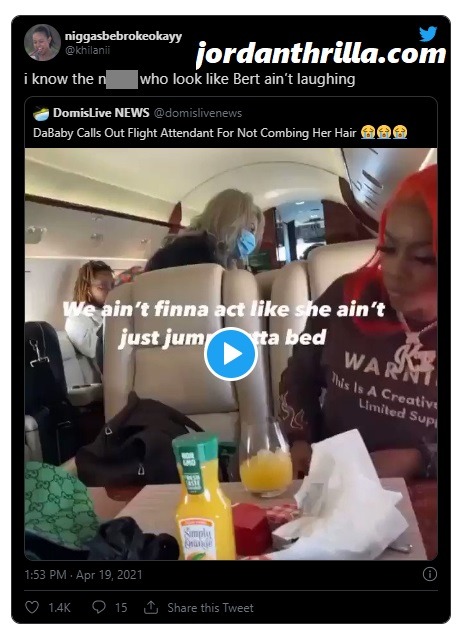 Was DaBaby Out of Line For Telling Flight Attendant to Comb Her Hair? DaBaby Face Backlash for Criticizing Hair on Flight Attendant. People react to DaBaby saying 'comb your hair' to flight attendant