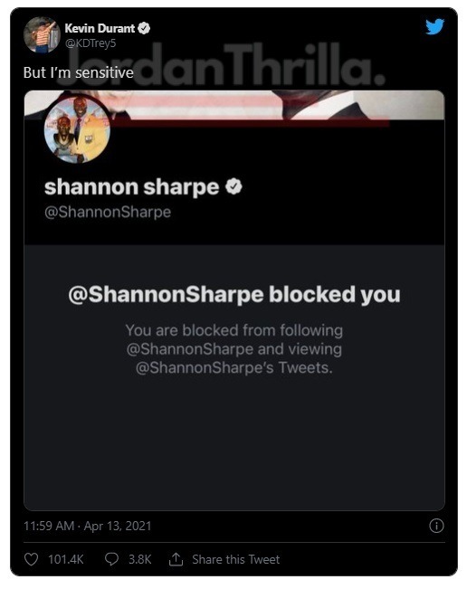 Shannon Sharpe Blocks Kevin Durant on Twitter After He Calls Him a "Drunk Uncle" Over Alleged Fake Lebron Quote