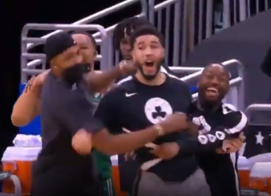 Jason Tatum Reacts to Tacko Fall Crossing Up Mo Bamba Then Scoring On Him During Boston vs Magic