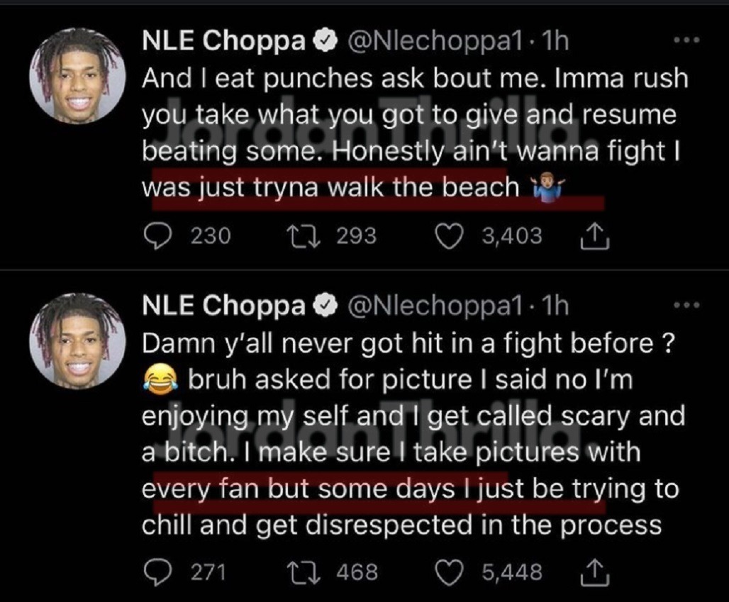 Here is Why a Fan Punched NLE Choppa In Face During During Fight in LA